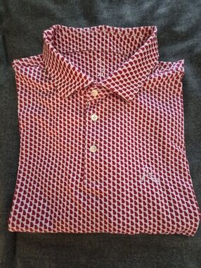 Rhoback The Georgia Gameday State Outline Print Performance Polo Red & White XL